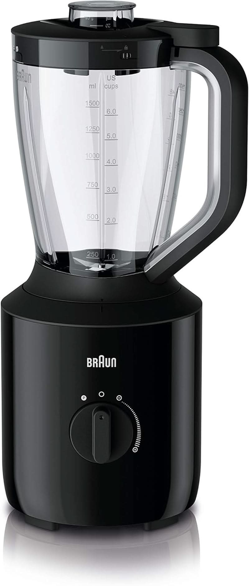 Braun Powerblend 3 JB 3150 BK Standmixer - 1,5 L Glas-Mixaufsatz, Küchenhelfer Zum Zerkleinern, Pürieren & Mixen, 800 Watt, Schwarz Kitchen Naty Shop Schwarz Single