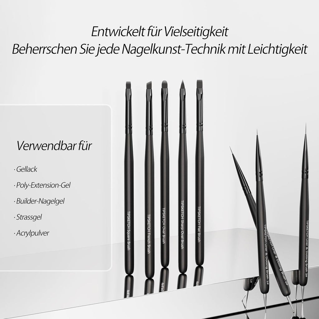 Nagel Pinsel 8 Stück Pinsel Für Gelnägel,Nageldesign Gel Pinsel Dotting Painting Line Pen Für Nagellack Gel Acryl Nagel Pinsel Nailart Kit Acryl Pinsel Fineliner Nägel Selber Machen