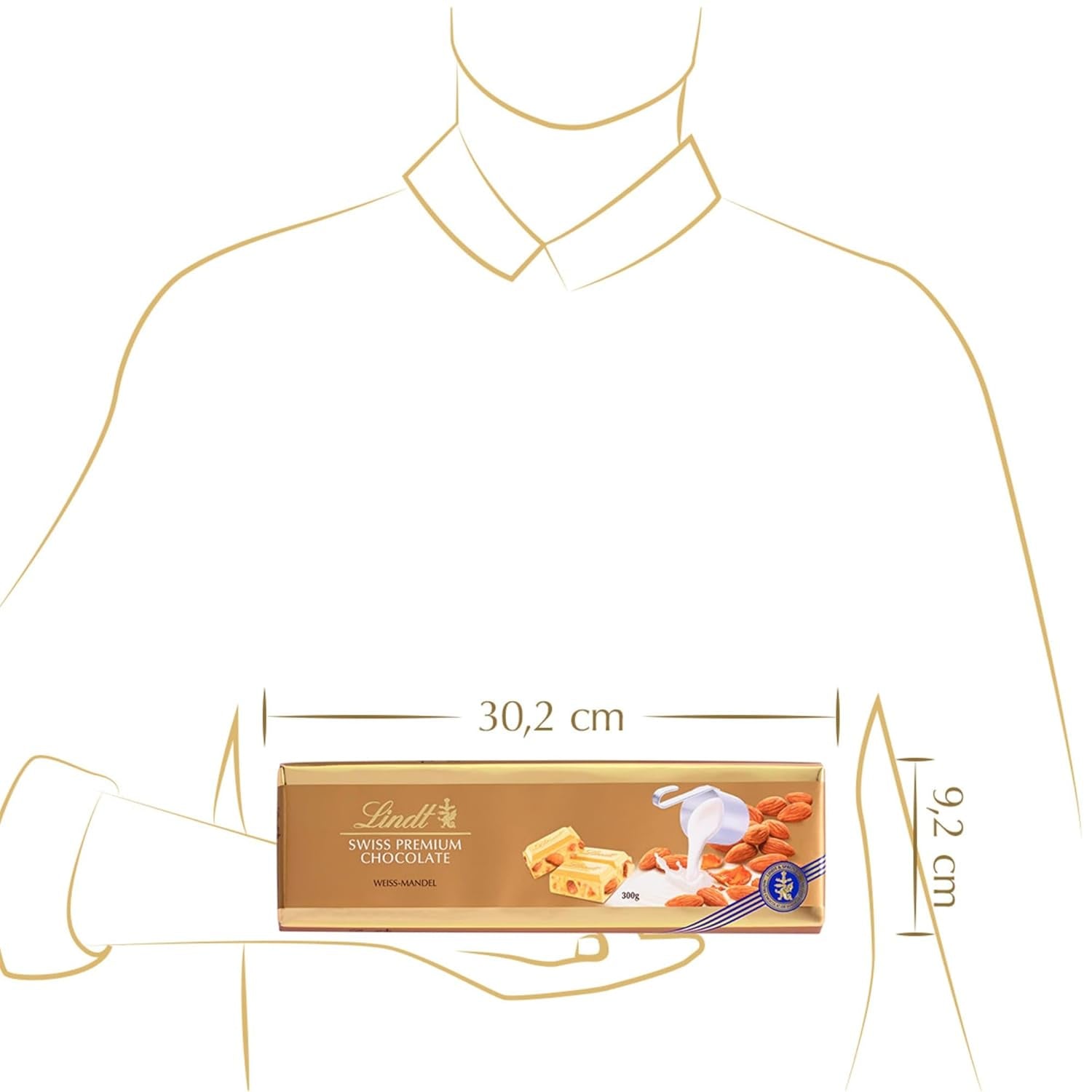 Lindt Weiße Schokolade mit Mandeln, 300-Gramm-Tafel Pralinen Naty Shop