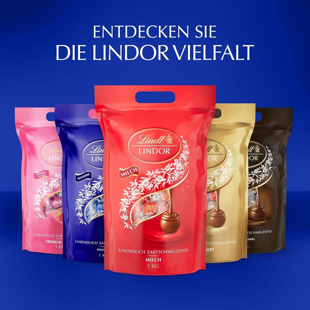 Lindt LINDOR Biluțe de ciocolată Fine Herb, aproximativ 80 sfere de ciocolata, 1 Kg Bomboane de Ciocolata Naty Shop