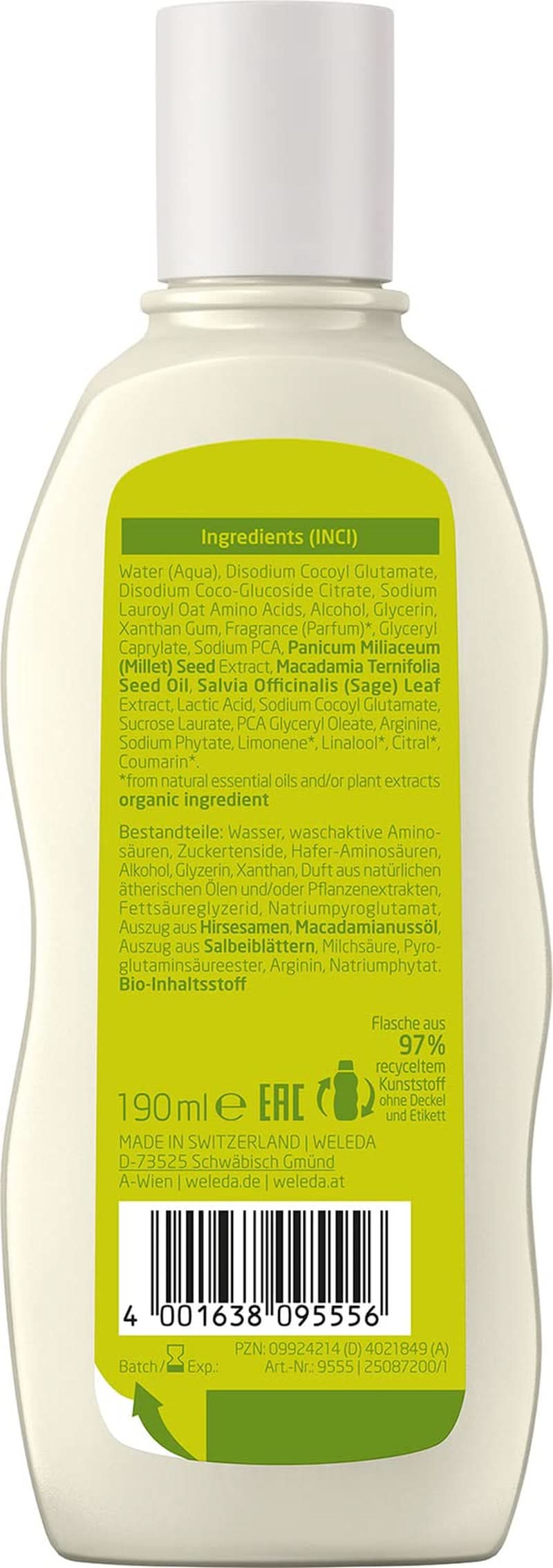 WELEDA Bio-Hirse-Pflegeshampoo, sanfte Reinigung, 190 ml Dusche und Bad Naty Shop