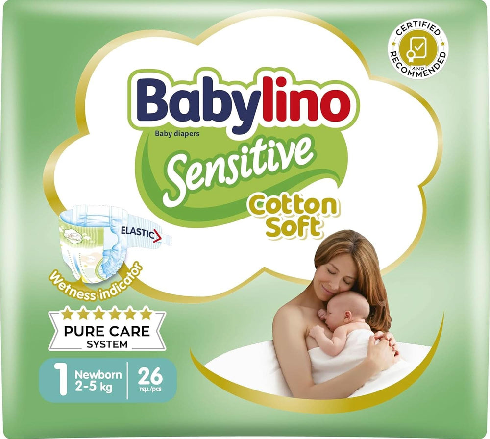 Babylino Sensitive, zarte Windeln für Kinder, verschiedene Größen Mutter und Kind Naty Shop Größe 1 (26 Stück)