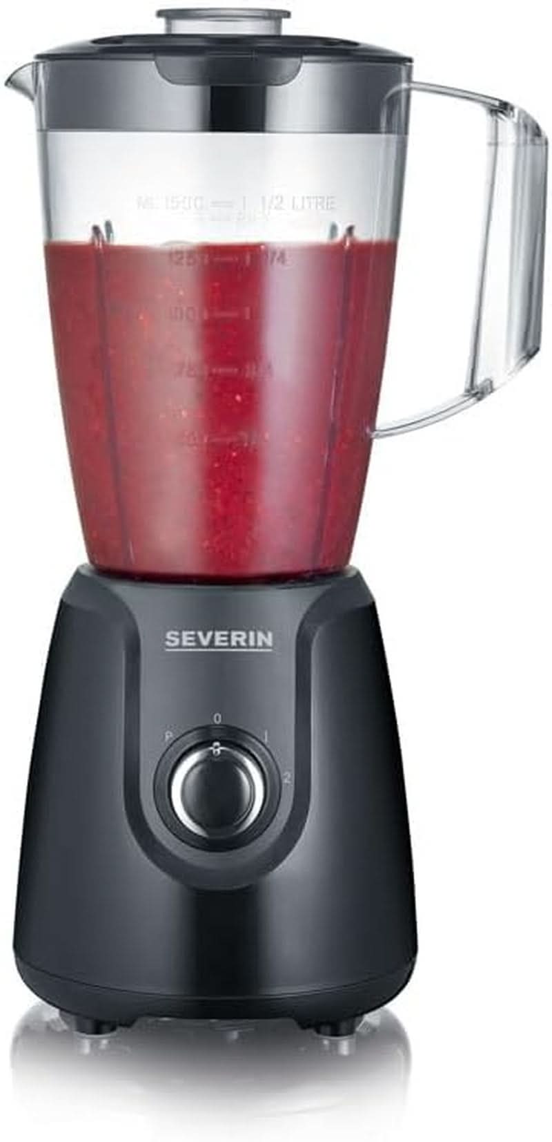 SEVERIN Standmixer Mit 1,5 L Mixbehälter Aus Tritan, Mixer Mit 2 Stufen Und Pulse-Funktion, Leistungsstarker Küchenmixer Mit Edelstahlmesser, 600 W, Schwarz, SM 3707 Kitchen Naty Shop