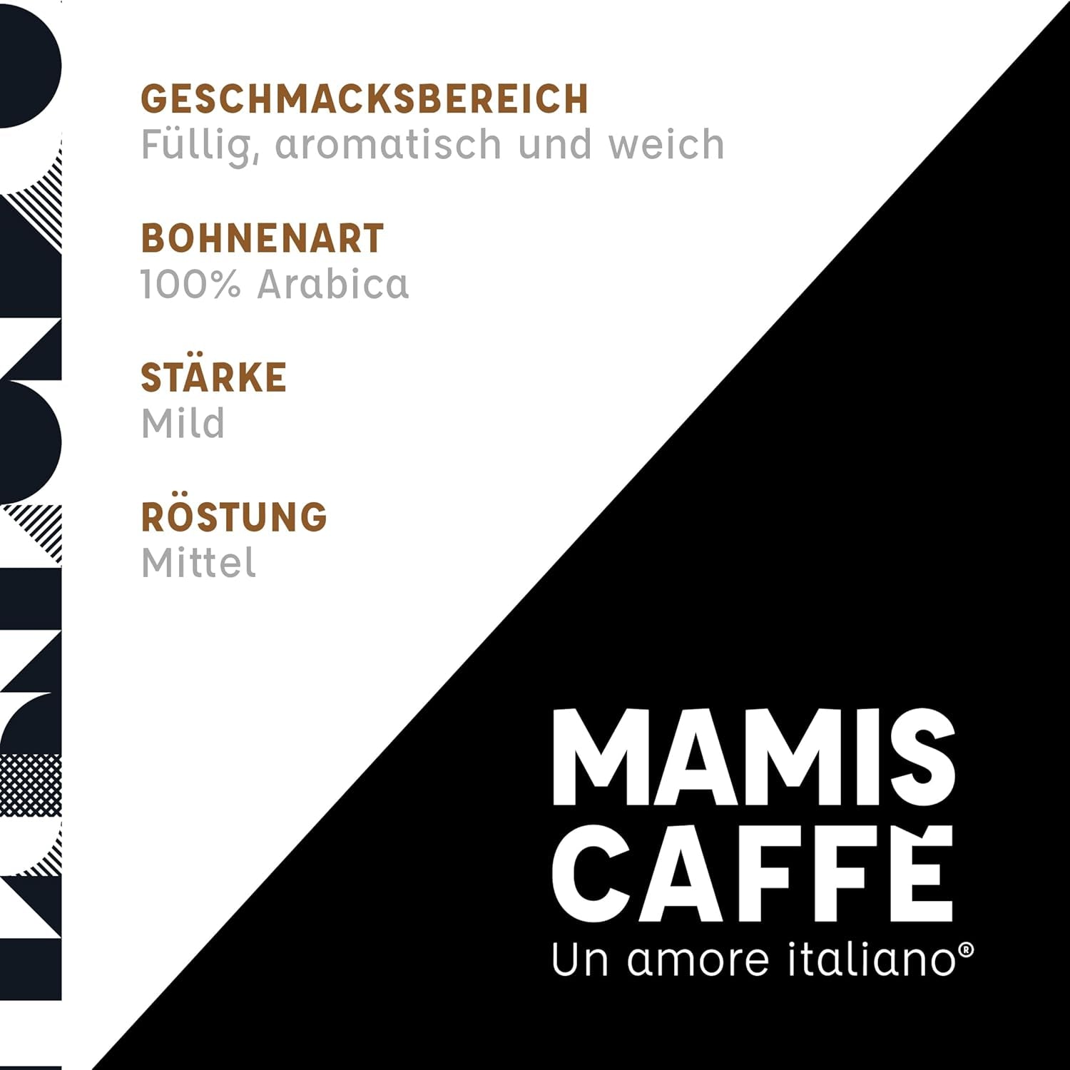 Mamis Caffè Gran Crema, ganze Espressobohnen – 100 % Arabica-Bohnen, fruchtiges Aroma, Schokolade, leicht süßlich, mittlere Röstung und dicke Crema, angebaut in Brasilien und Kolumbien Cafea Naty Shop