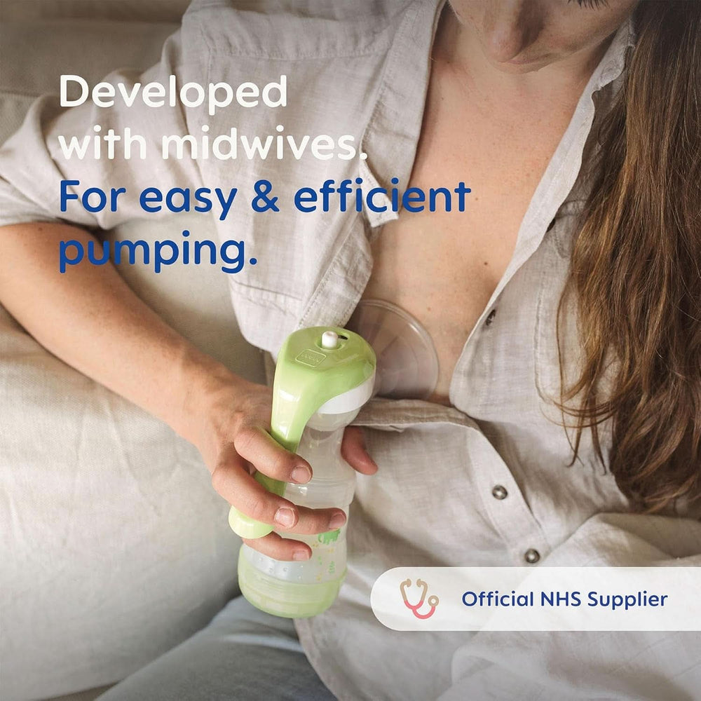 MAM Handmilchpumpe – komfortable und kompakte Milchpumpe für Muttermilch inklusive 1 Anti-Kolik-Flasche MAM Easy Start Zubehör Essen und Stillen Bebe Naty Shop