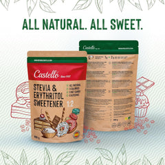 Stevia + Erythritol 1:2 Süßstoff | 1G = 2G Zucker | 100% Natürlicher Zuckerersatz - 0 Kalorien - 0 Glykämischer Index - Keto Und Paleo - 0 Netto-Kohlenhydrate - Kein GVO - Castello seit 1907 - 850 G Süßstoffe Naty Shop