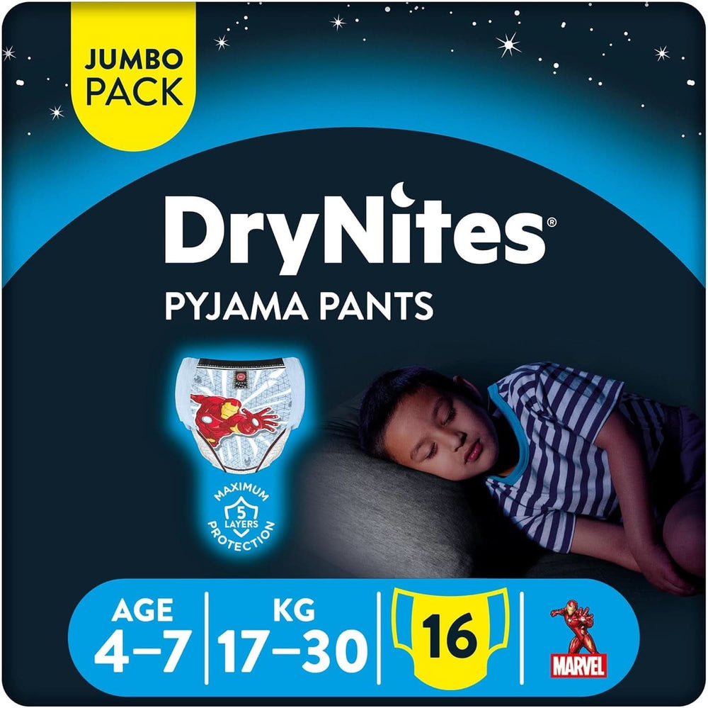 HUGGIES Drynites Nachtwindeln, für Jungen 4-7 Jahre (17-30 kg), 30 Stück Naty Shop