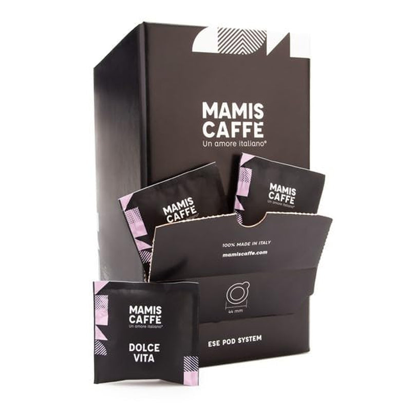 Mamis Caffè Dolce Vita, ganze Espressobohnen, perfekt als Cappuccino oder Latte Macchiato Coffee Naty Shop 150 x 1 Gramm Pads