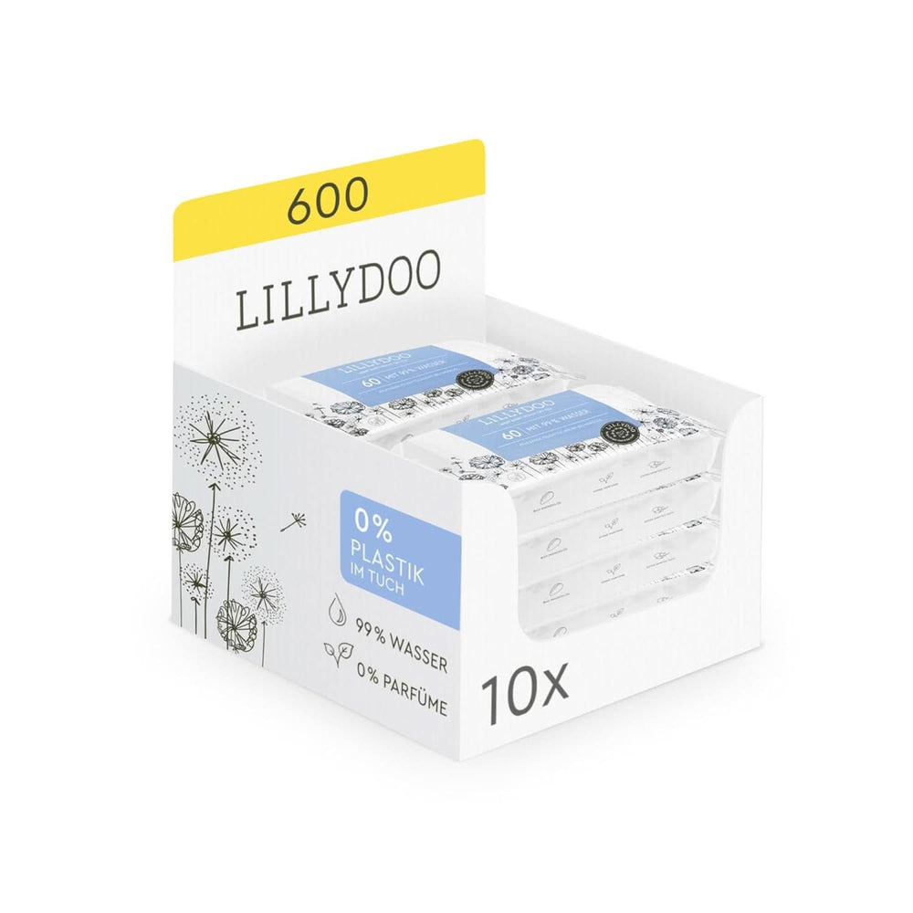 LILLYDOO Baby Feuchttücher Mit 99% Wasser, 10 X 15 Stück (150 Feuchttücher), 100% Plastikfreies Tuch, Ohne Parfüme & Mild Wie Watte Und Wasser (FSC Mix) Baby Wet Wipes Naty Shop 60 Stück (10Er Pack)