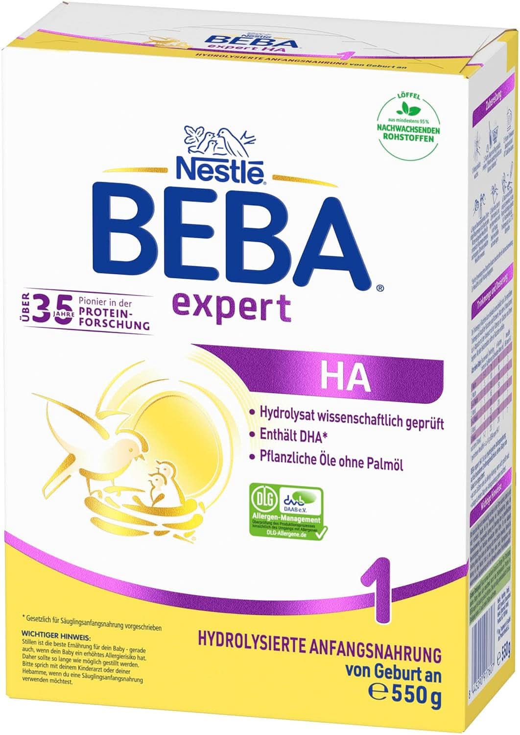 BEBA Expert HA 1 Hydrolysierte Anfangsnahrung, Säuglingsnahrung Von Geburt An, 6Er Pack (6 X 550G) Mama si Copilul Naty Shop