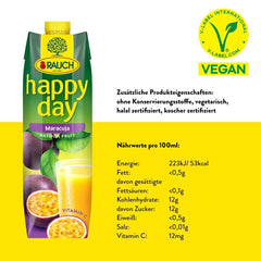 Rauch Happy Day Maracuja | Mit viel Vitamin C | Exotische Magie und intensives Aroma | 6X 1 Liter, Tetra Prisma Alkoholfreie Getränke Naty Shop