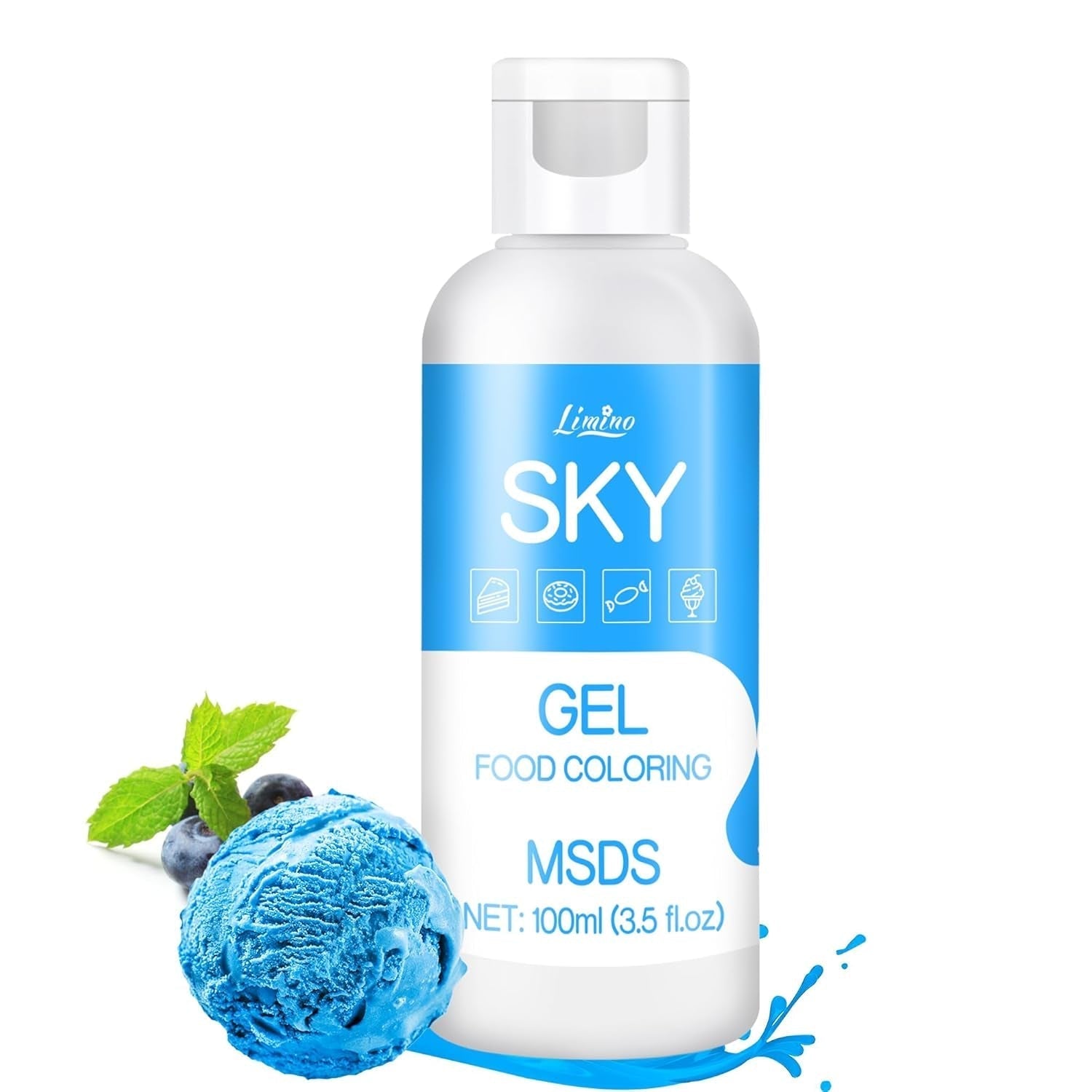 Colorant alimentar în gel - 100 ml, coloranți alimentari în gel pentru prăjituri, copt, fursecuri, macaroane - Colorant alimentar concentrat fără zahăr pentru decorarea torturilor, băuturi, ouă de Paște, slime DIY (alb)