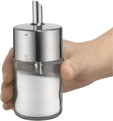 WMF Barista Zahăr Shaker 240g, Sticlă, Dozator de Zahăr, Oțel Inoxidabil Lustruit Cromargan, Ideal pentru Zahăr Alb/Brun, Cacao sau și ca Shaker pentru Mirodenii