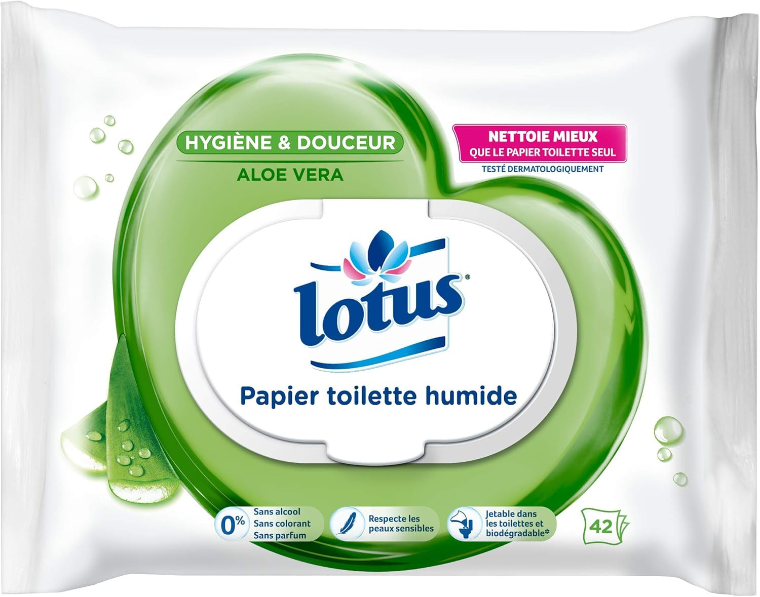 Șervețele umede Natural Aloe - fără coloranți și parfumuri - 100% fibre naturale Fsc - 42 bucăți (1 bucată)