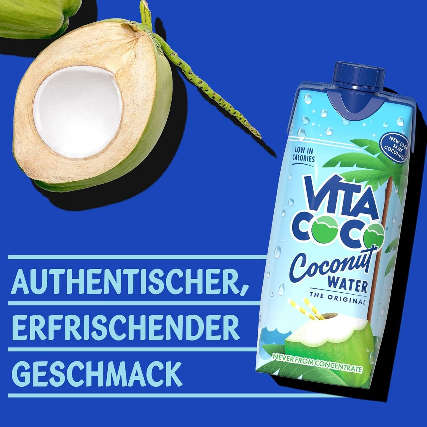 Vita Coco Pure Coconut Water 12 X 330 ml, natürliche Feuchtigkeitscreme mit Elektrolyten, glutenfrei, voller Vitamin C und Kalium. Alkoholfreie Getränke Naty Shop