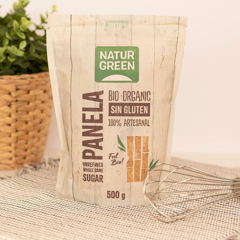 - Organic Crystallised Panel, Pure Sugar, Ecological Sweetener, Natural Sugarcane Juice - 500G, Pack of 12 Indulcitori Naty Shop