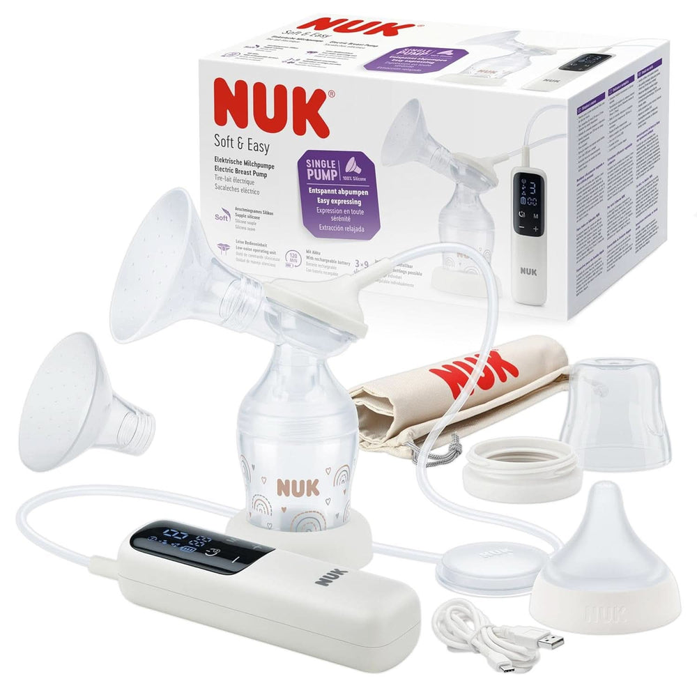 NUK Handmilchpumpen-Set, weiches Silikonkissen, 2 perfekt aufeinander abgestimmte Flaschen, 150 ml Lebensmittel- und Stillzubehör Bebe Naty Shop Milchpumpe