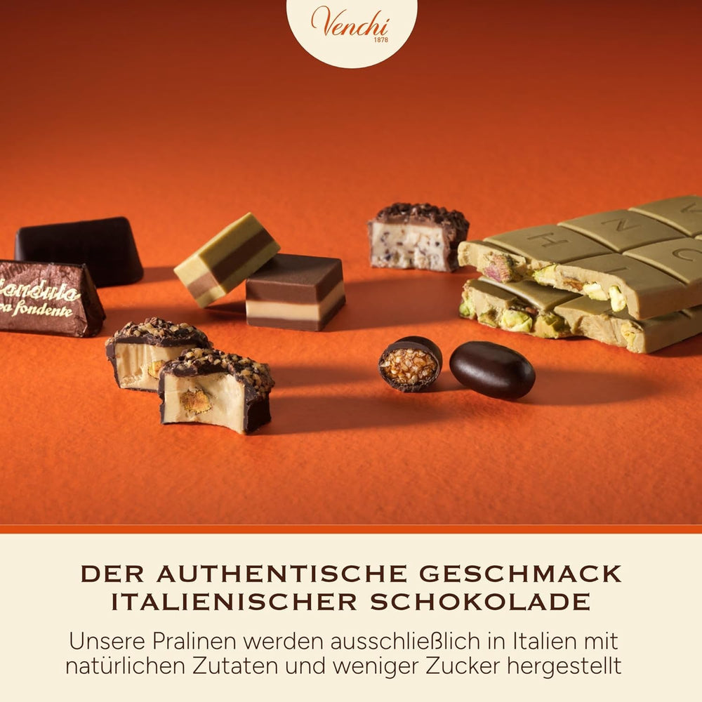 Venchi - Cuburi Chocoviar 75% - Praline cu umplutură "Cuor di Cacao", ciocolată neagră extra și granule Chocoviar 75% - pachet vrac de 1 kg - Vegan - Fără gluten