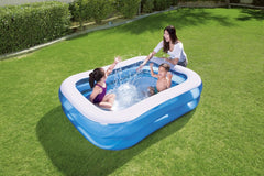 Bestway - Piscină gonflabilă dreptunghiulară Deluxe albastră, 211 x 132 x 46 cm, Albastră/Alb