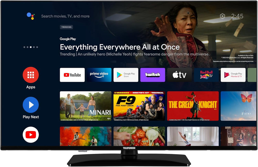 TELEFUNKEN XH24AN550MV Televizor de 24 inch/Smart TV cu Android (HD Ready, HDR, triplu tuner, 12 volți, Bluetooth) [2023]