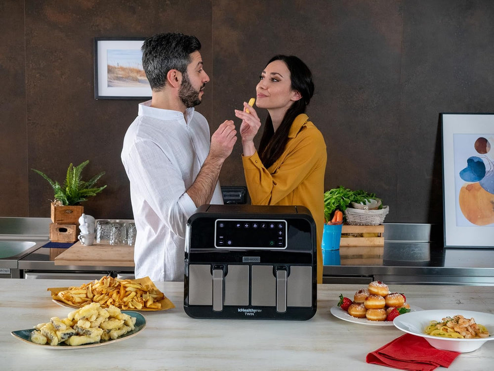 Kenwood Khealthy Twin Airfryer, 8 l (2 x 4 l), Doppelkammer, 8 Programme, Dual Cook & Sync Finish-Funktion, Touchscreen-Geräte Naty Shop