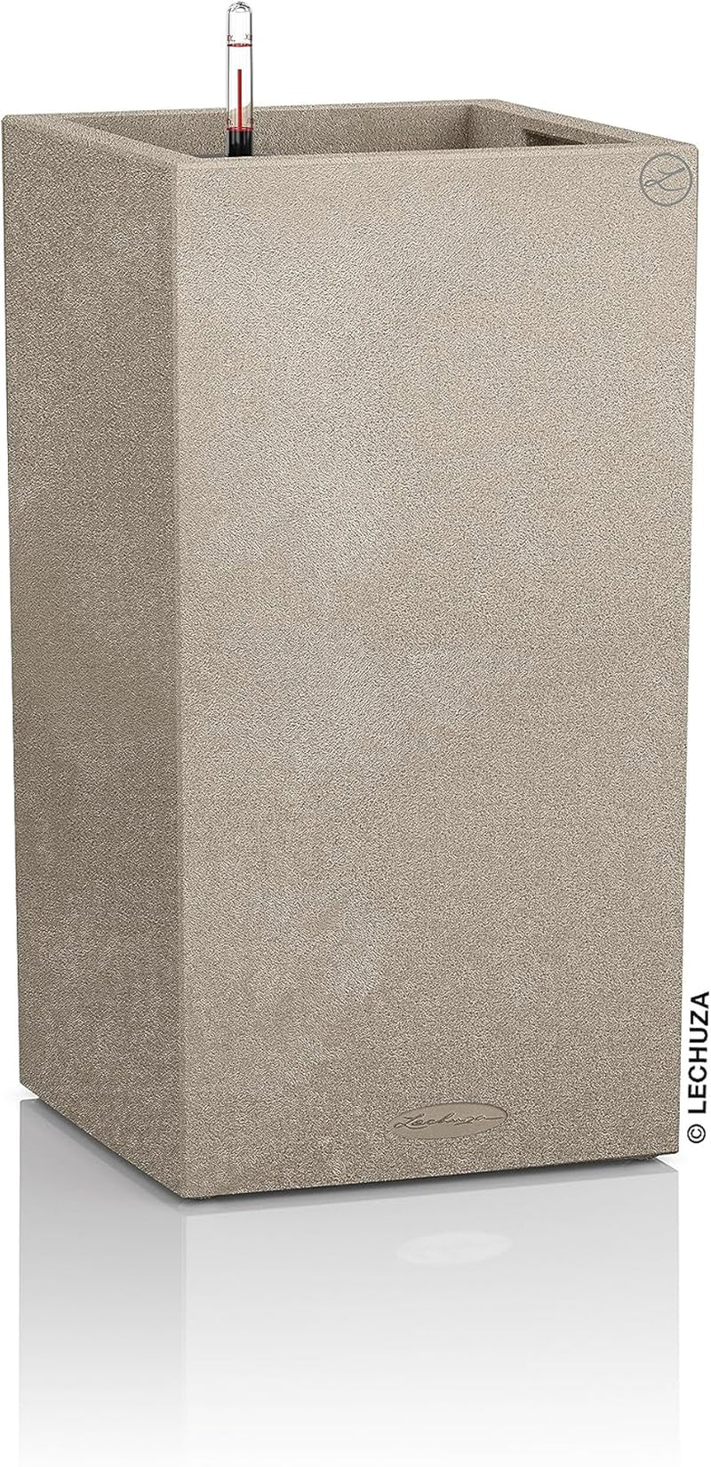 Lechuza CANTO Stone 30 înălțime, Negru grafit, Plastic de înaltă calitate, Include sistem de udare, Inserție de plantare detașabilă, Pentru uz interior și exterior, 13602, 30x30x56 cm