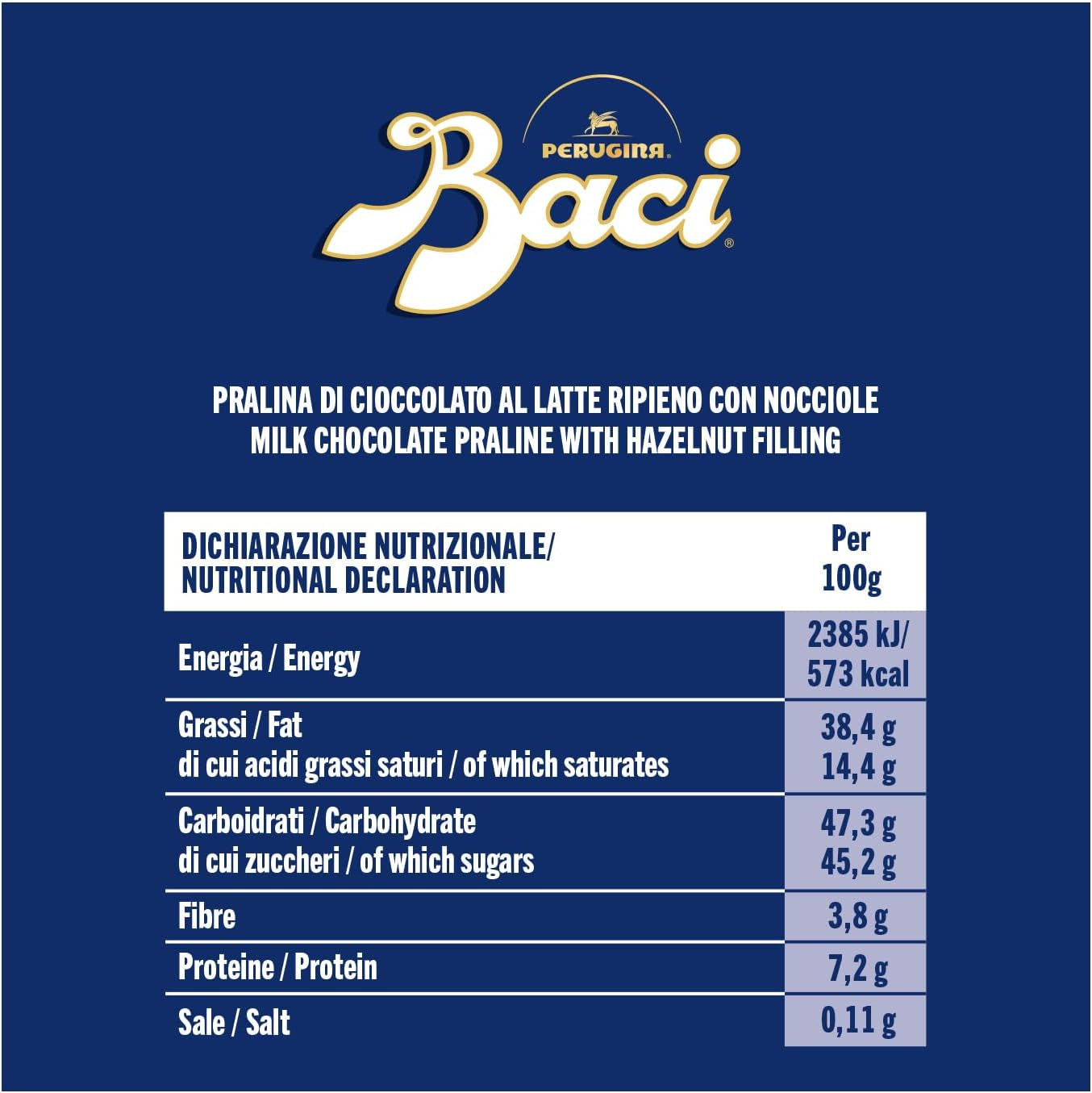 Perugina Baci, Schokolade mit Milchschokolade und Haselnussfüllung, 200 Gramm Naty Shop Chocolates