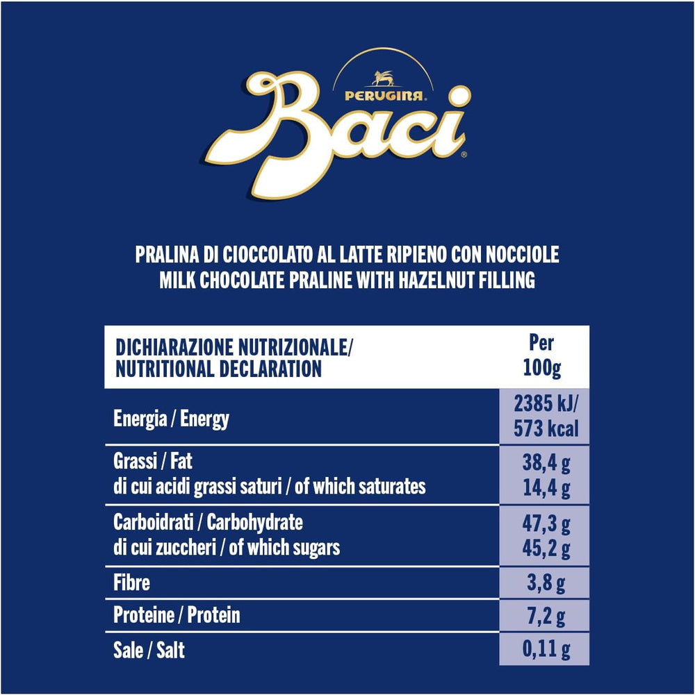 Perugina Baci, Schokolade mit Milchschokolade und Haselnussfüllung, 200 Gramm Naty Shop Chocolates