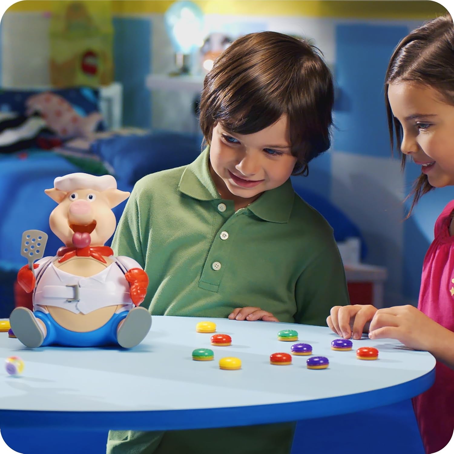 Goliath Pigskin – Lustiges Brettspiel für Kinder ab 4 Jahren. Füttere die Schweinchen und verhindere, dass ihre Bäuche explodieren, Partyspiel für 2–6 Spieler, Spaß mit Freunden und Familie