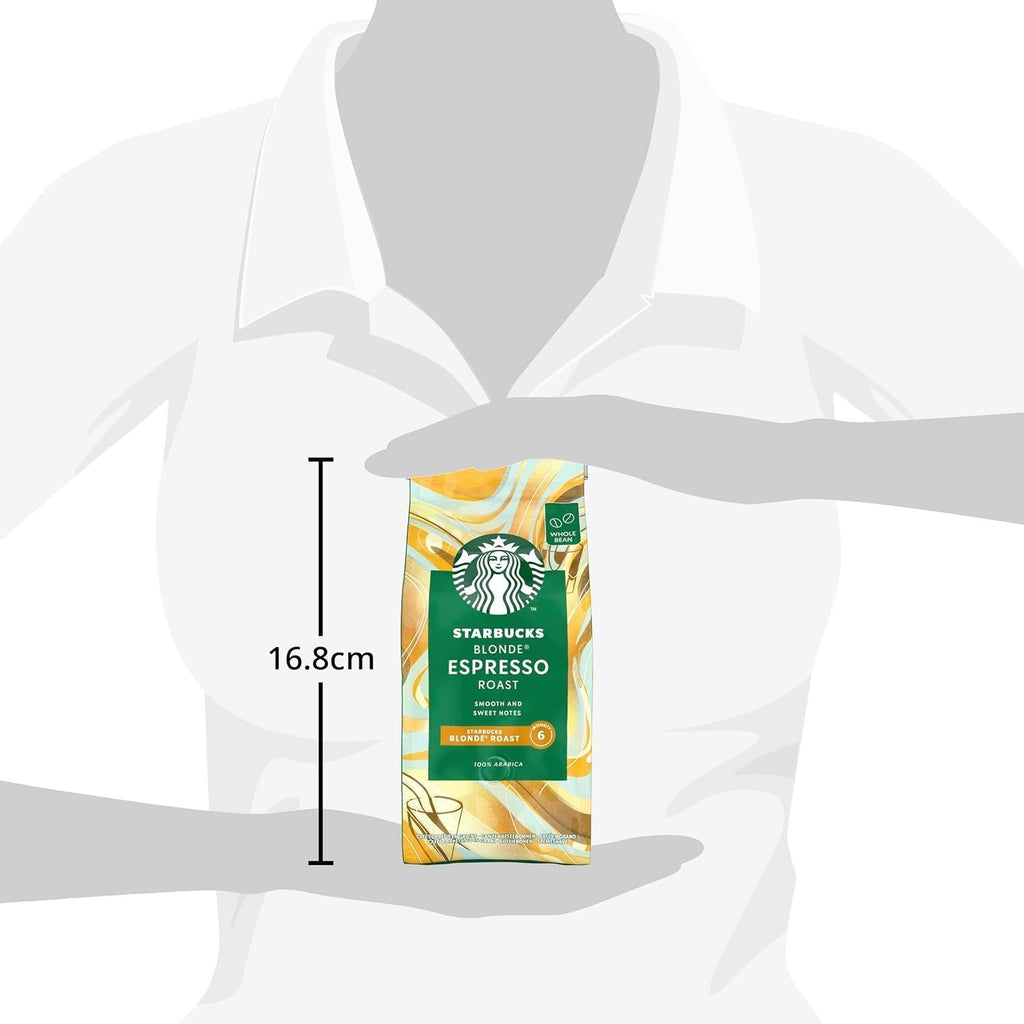 STARBUCKS Blonde Espresso Roast, Light Roast, boabe de cafea întregi 200G (pachet de 6) Cafea Naty Shop