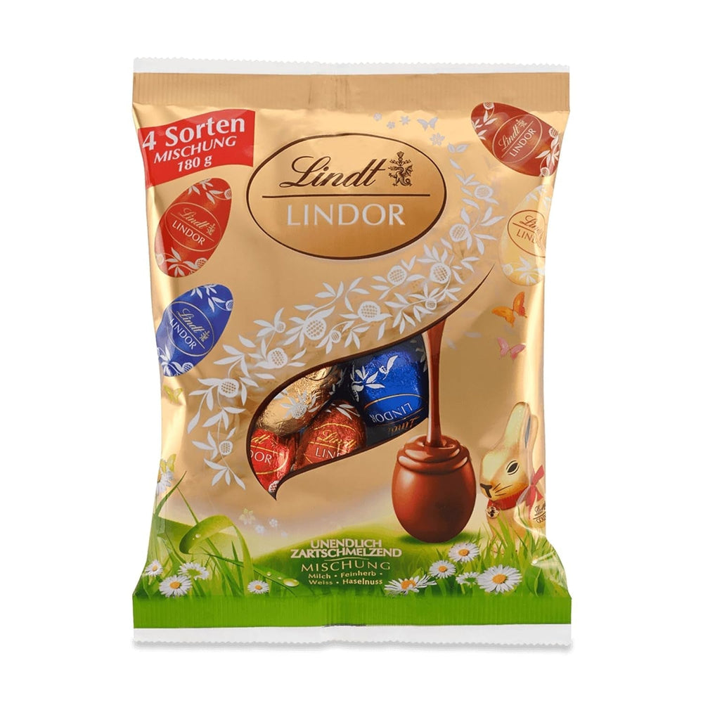 Lindt Schokolade LINDOR Eiermischung | 180 G| LINDOR Eier Mit Zartschmelzender Füllung in Den Sorten Milch, Haselnuss, Weiß, 45% Feinherb | Osterschokolade | Schokoladengeschenk | Ostreier | Schokoeier Naty Shop Standardtitel