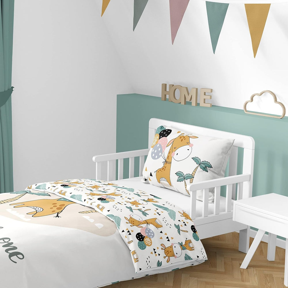 Lenjerie de pat pentru baieti, diverse motive, 100% bumbac Lenjerie de pat - copii Naty Shop Girafe