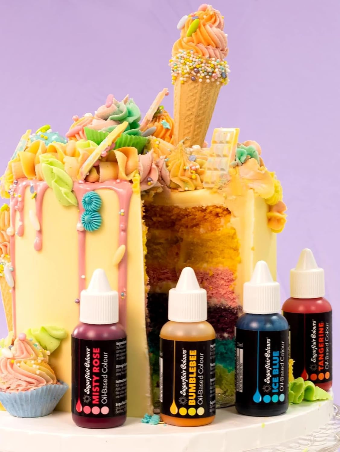 Colorant alimentar pe bază de ulei Sugarflair Pastel Mixer, alb - Colorant alimentar pentru ciocolată, cremă de unt, pastă de zahăr și toate ingredientele alimentare liposolubile - 30 ml