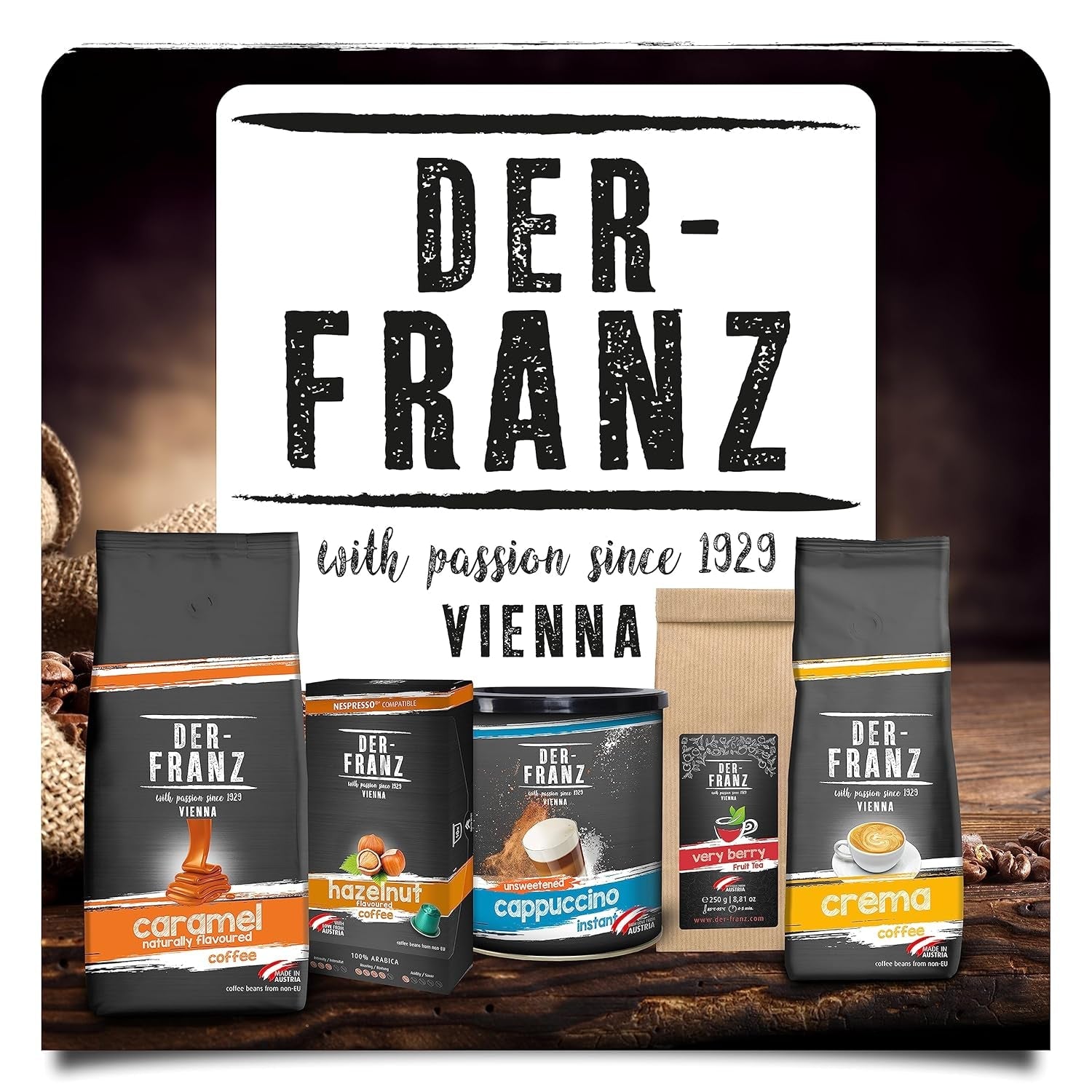 Pachet Cafea Organică Der-Franz: 1x Cremă Organică, 1x Espresso Organic, boabe întregi, 2 x 1000 g