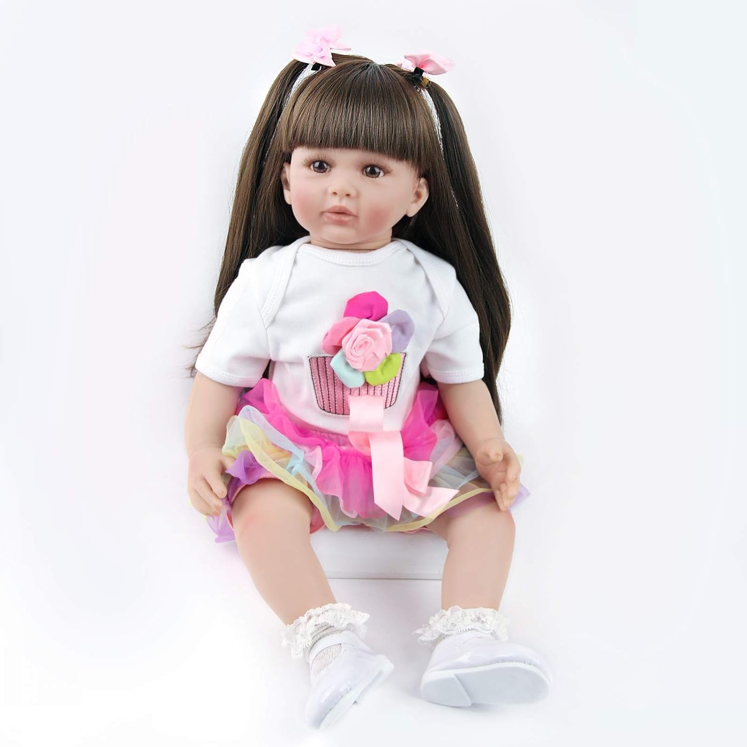 ZIYIUI Păpuși Reborn Baby de 24 de inci, Păpuși realiste cu corp moale, Păpuși Reborn Baby lucrate manual de 60 cm, Cadouri de Crăciun