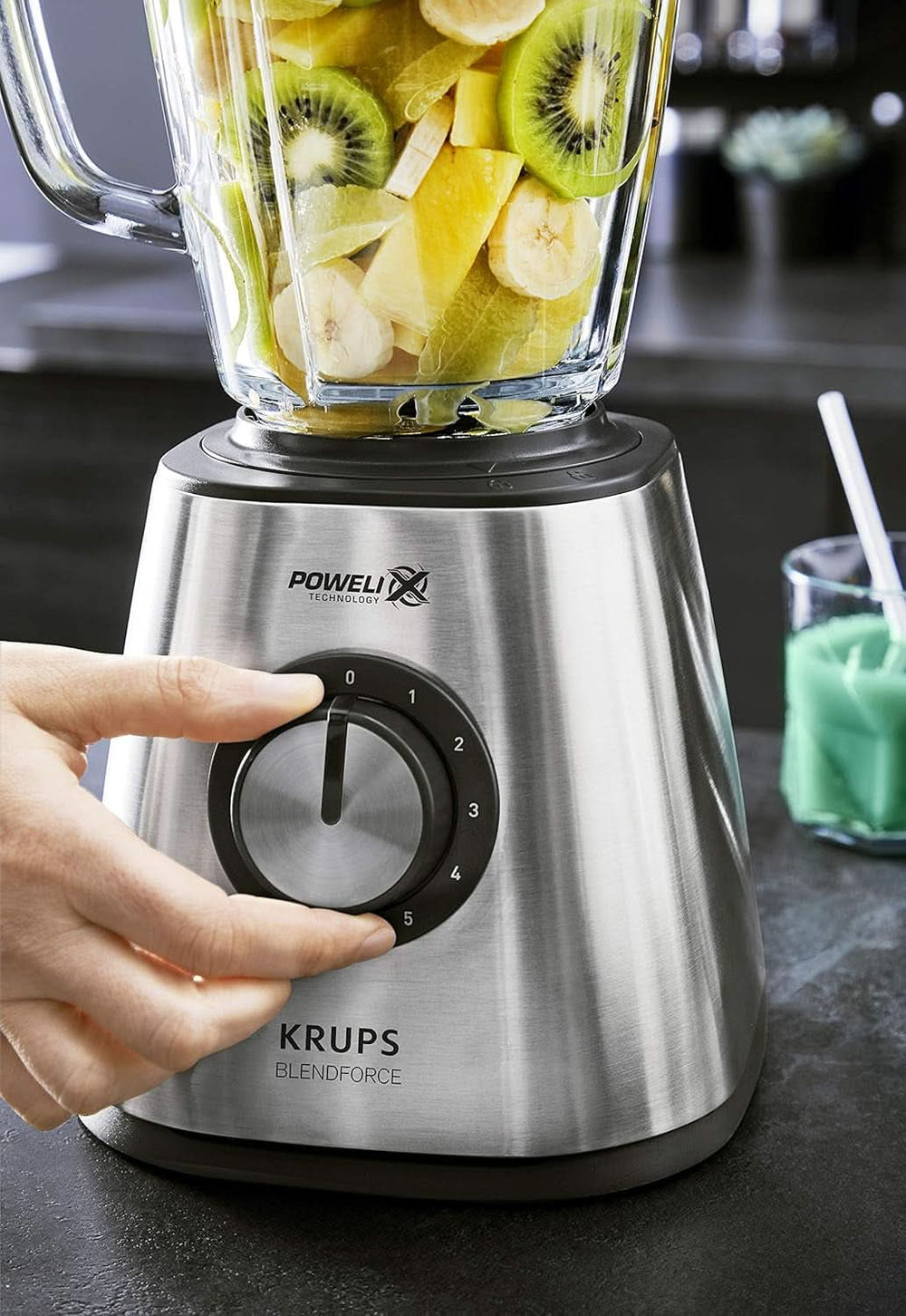 Krups KB439D Blendforce 2 Standmixer | 800 Watt | 5 Geschwindigkeiten | Pulsfunktion | 1,75 Liter Thermoglasbehälter (Nutzvolumen: 1,25 Liter) | Stöße | Eiszerkleiner | Edelstahl Mutter und Kind Naty Shop