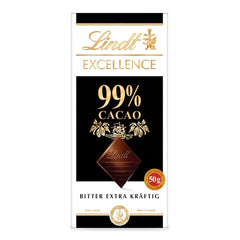 Lindt EXCELLENCE 99% Kakao - Edelbitter-Schokolade | 50 G Tafel | Extra kräftige Bitterschokolade | Verstärker Kakao-Geschmack | Dunkle Schokolade | Vegane Schokolade | Schokoladengeschenk Naty Shop Standardtitel