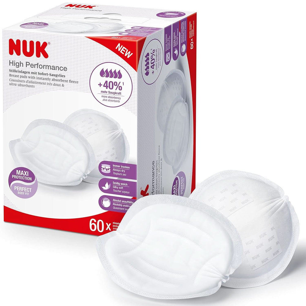NUK High-Performance Einweg-Stilleinlagen Mit Sofort-Saugvlies | Einlagen Zum Stillen | Einzelverpackung | +40 % mehr Saugkraft | 60 Stück Babynahrung und Stillzubehör Naty Shop 60 Stück High Performance