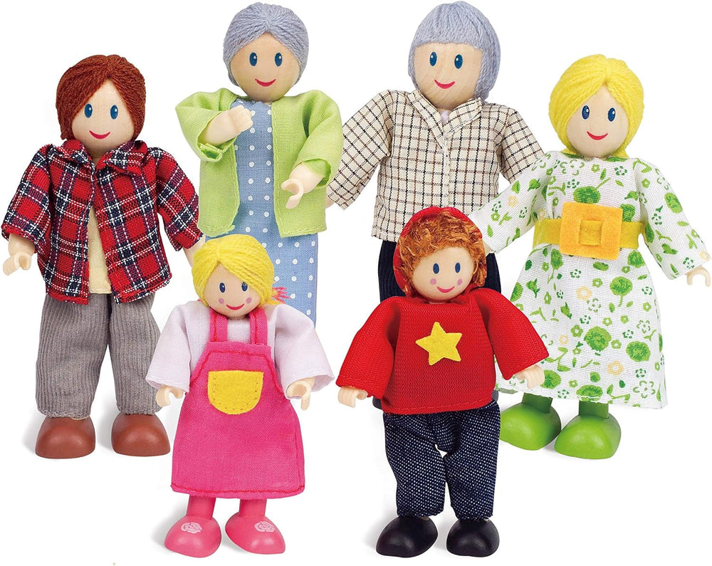 Hape E3401 Casă Patru Anotimpuri, Mobilată și E3500 - Familie de Păpuși, Piele Deschisă