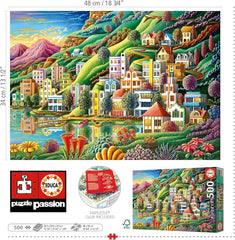 Educa - Puzzle 500 Teile für Erwachsene | Buntes Dorf am See, 500-teiliges Puzzle für Erwachsene und Kinder ab 11 Jahren, Landschaftspuzzle, Illustration (19552) Puzzle Naty Shop