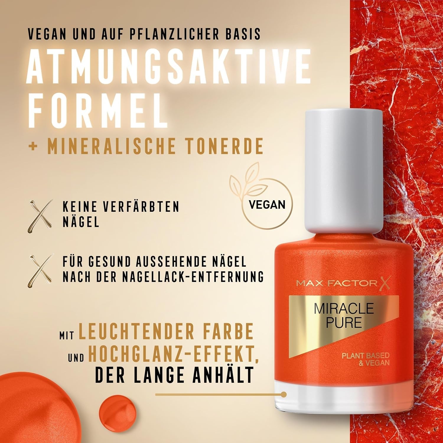 Max Factor Miracle Pure Nail, ojă ultra-lucioasă, intens colorată, cu strălucirea cristalelor vindecătoare și a ingredientelor hrănitoare, culoarea 430 Bold Jasper