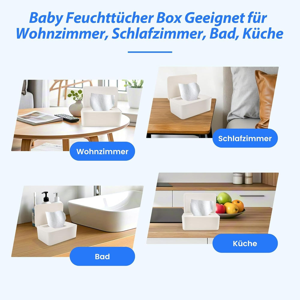 Cutie pentru șervețele umede cu capac, cutie pentru șervețele umede, distribuitor de șervețele umede pentru bebeluși, cutie de depozitare impermeabilă și sigilată, distribuitor de șervețele umede pentru baie, bucătărie, alb
