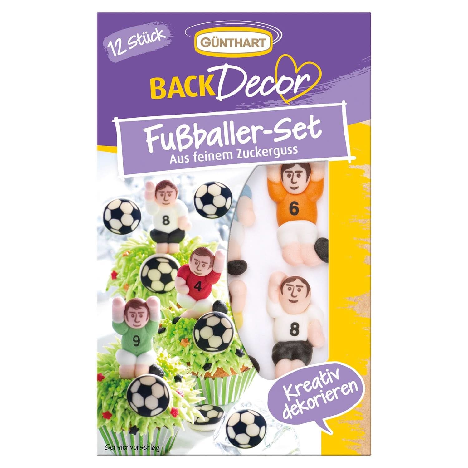 Günthart Backdecor 12 Fotbaliști de zahăr și mingi de fotbal, 21 grame Naty Shop Fotbalist de zahăr