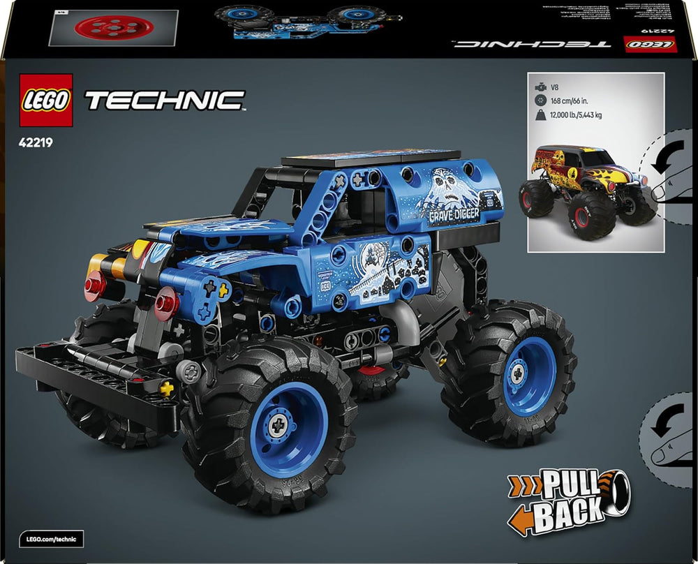 LEGO Technic Monster Jam Grave Digger Feuer und EIS - Monstertruck Modellbau & Konstruktionsspielzeug mit Rückziehmotor - Spielzeug für Kinder, Mädchen & Jungen - Geschenke für Kinder - 42219