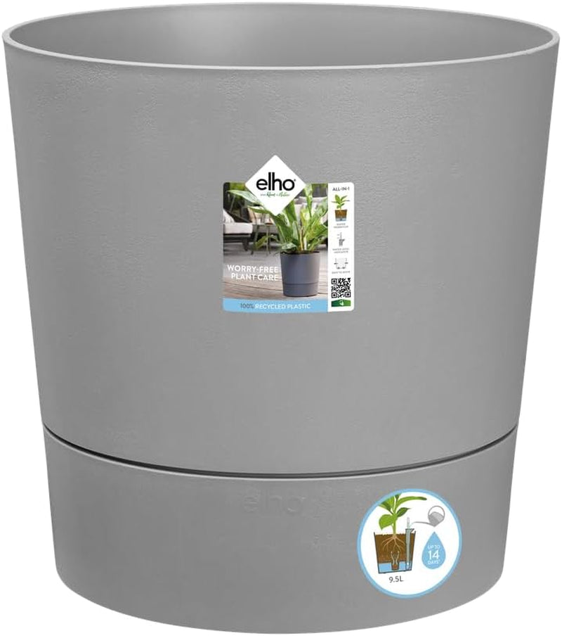 Ghiveci elho Greensense Aqua Care Round 35 cu rezervor de apă integrat - pentru interior și exterior - 100% plastic reciclat - Ø 34,5 x H 34,1 cm - Gri/Beton deschis