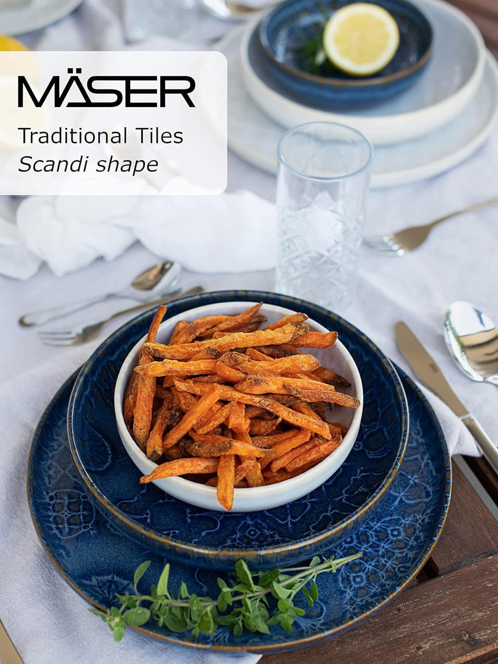 MÄSER 934063 Tiles Series Modernes Vintage-Geschirrset für 2 Personen mit maurischem Design. Geschirrsets im Naty Shop