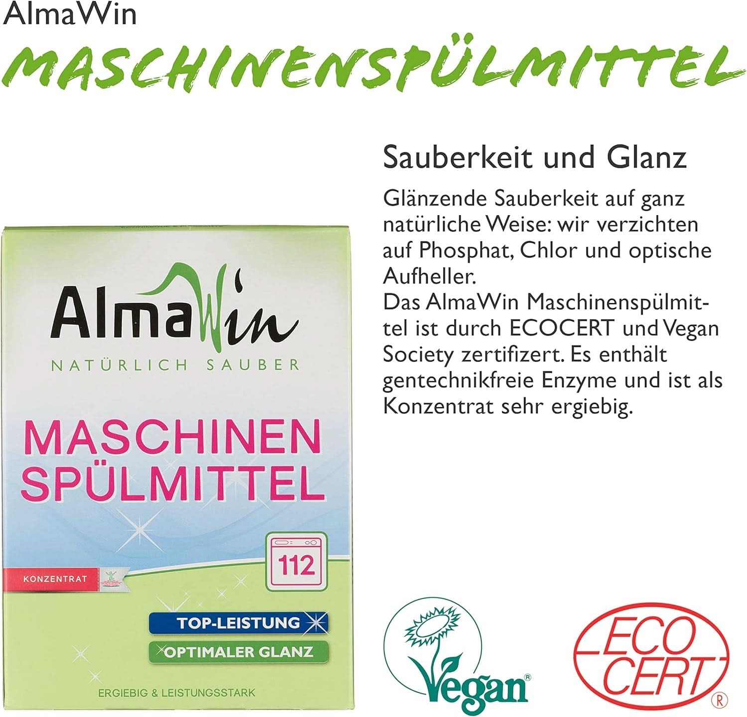 Almawin eco, praf de spălat vase 2,8kg, 112 spalari, dozabil pentru diferite cantități de vase Naty Shop