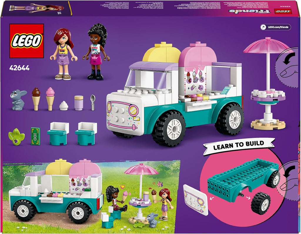 Camion de înghețată LEGO Friends Heartlake City, set de joacă pentru jocuri de rol, set de construcție cu 2 figurine și un iepuraș, jucărie pentru fete de la 4 ani, jucărie de construcție cu minifigurine ale personajelor 42644 Seturi de constructie Besuche den LEGO-Store