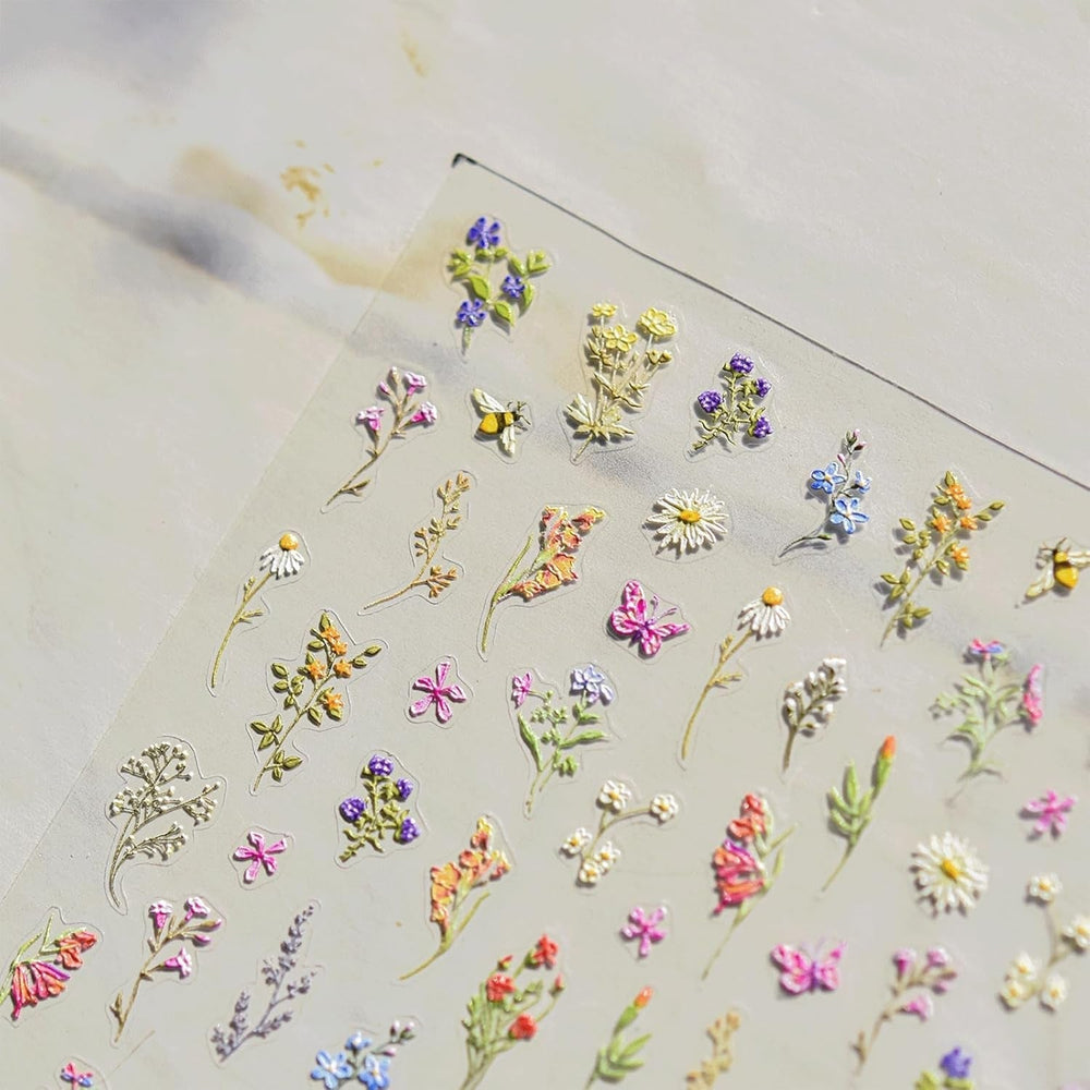 JMEOWIO 3D Nagelsticker Blumen Nail Art Sticker Selbstklebend Nagelaufkleber 5D Stereoskopisch Frühling Sommer Blumen Dekoration Nageldesign Zubehör 1 Blatt