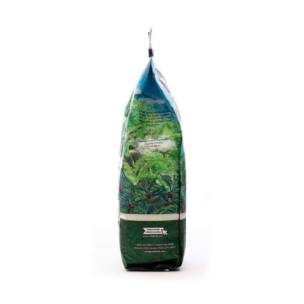 Café Britt® - Costa Rican Monteverde (340 g.) (1 pachet) Cafea Arabica boabe întregi, Kosher, fără gluten, gourmet și prăjire medie închisă